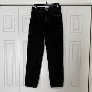 Zara Barrel High Rise Jeans Washed Black Sz US 6